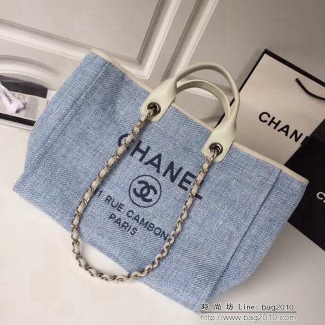 香奈兒CHANEL 2018早春度假系列最新火爆大號帆布沙灘包手提購物袋 DSC1295